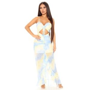 NWT Tayla Tie Dye Maxi Dress - Blue combo